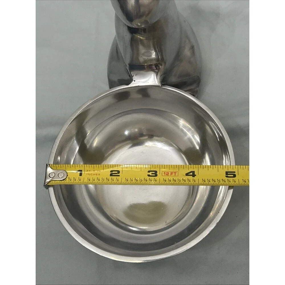 Easter Bunny w/ Attached Bowl Shiny Silver Finish Aluminum 7